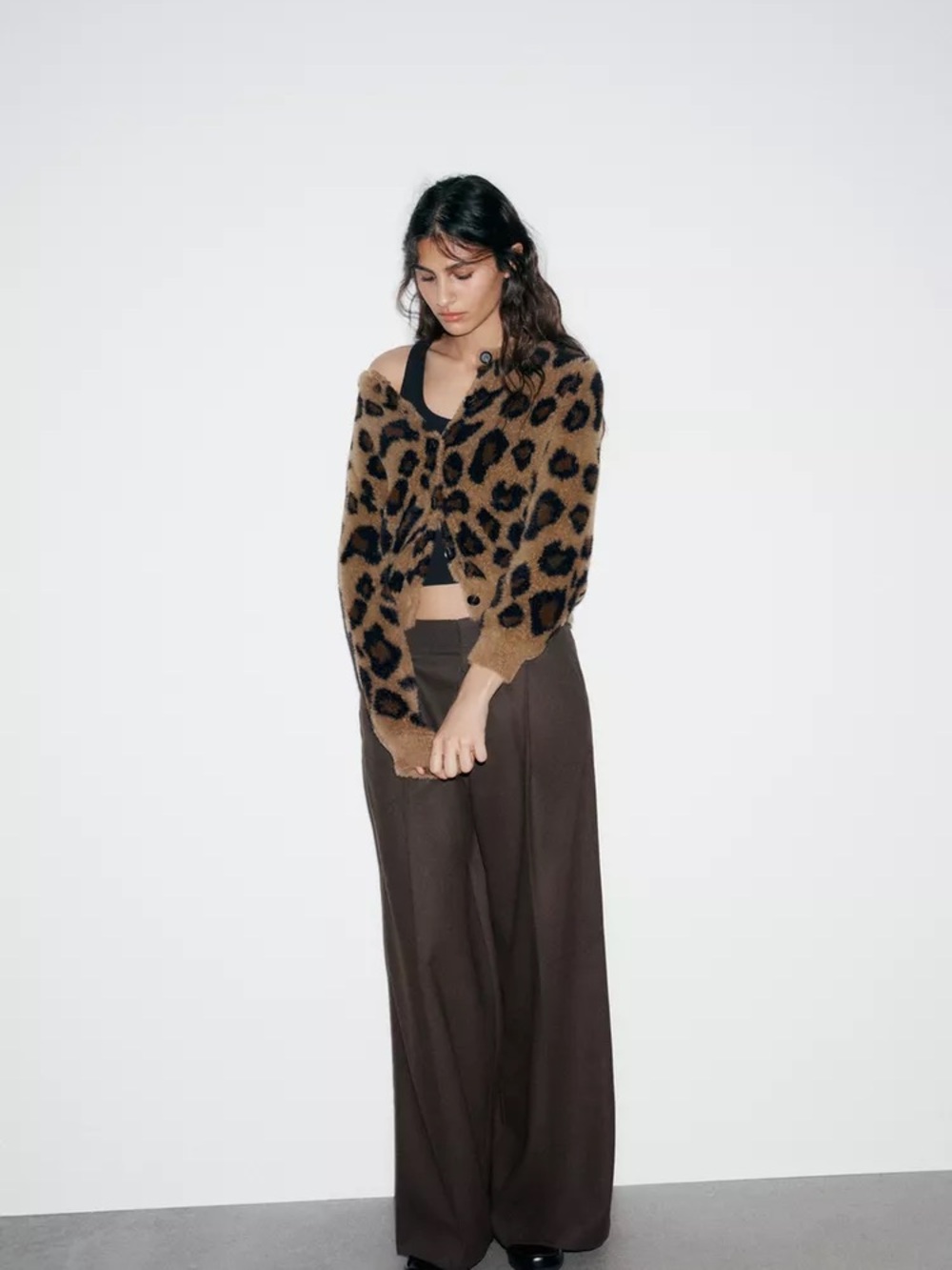 NWT Zara ANIMAL JACQUARD KNIT CARDIGAN